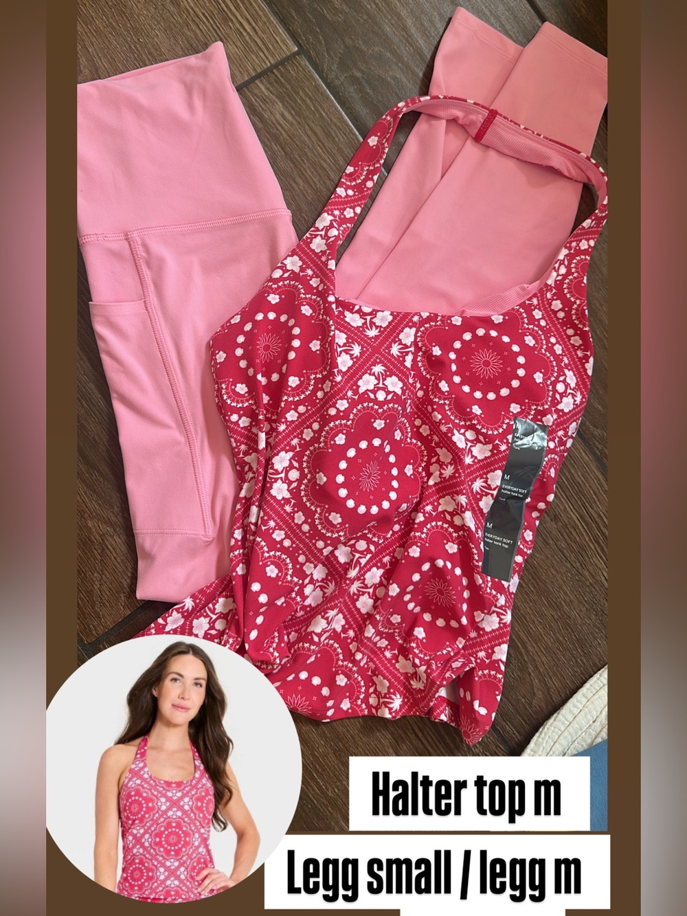 All in motion red Halter Workout Tank Top and legg ( set )